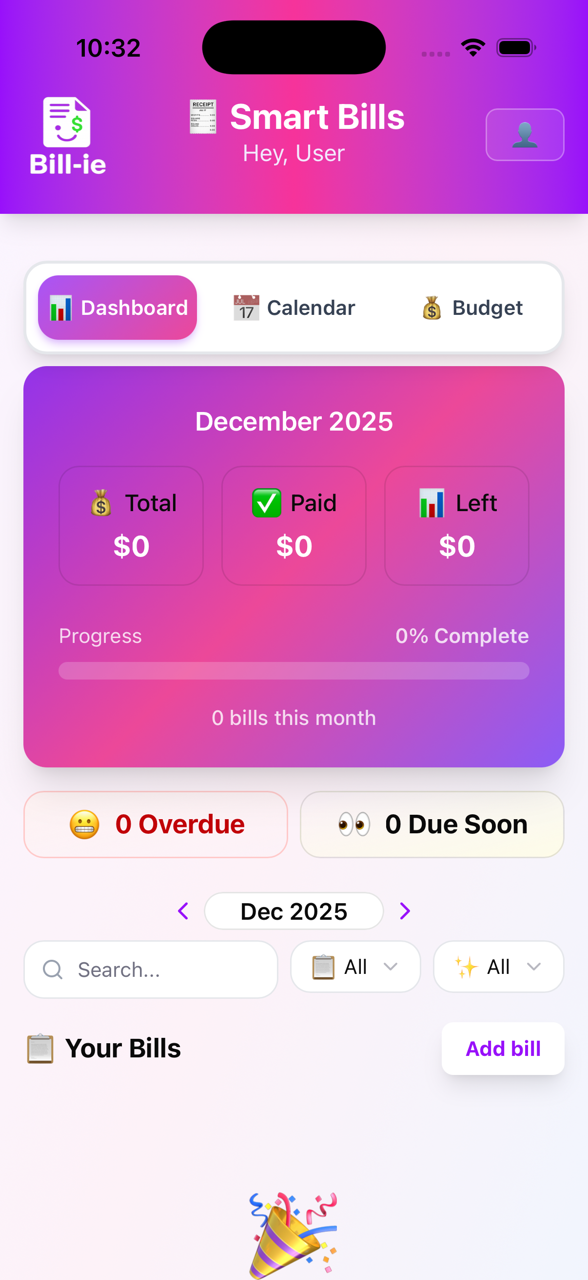 Bill-ie Dashboard